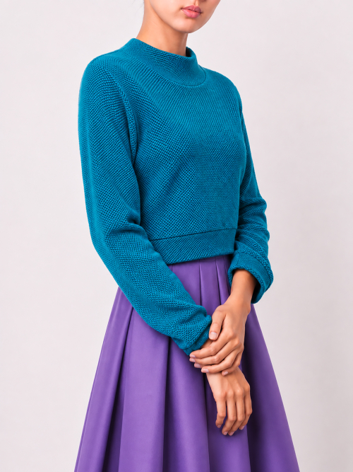 Mikina crop tyrkys